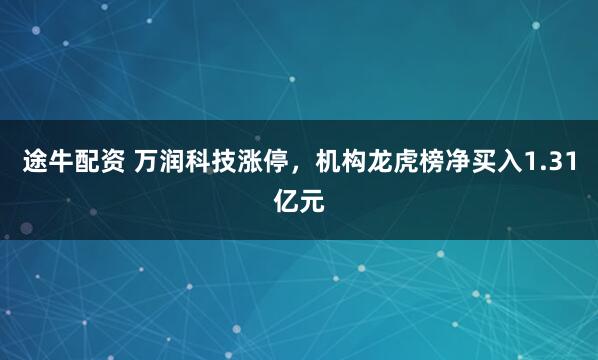 途牛配资 万润科技涨停，机构龙虎榜净买入1.31亿元